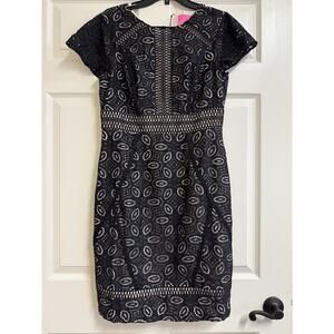 Lilly Pulitzer Black Floral Medallion‎ Lace SUZANNE Dress